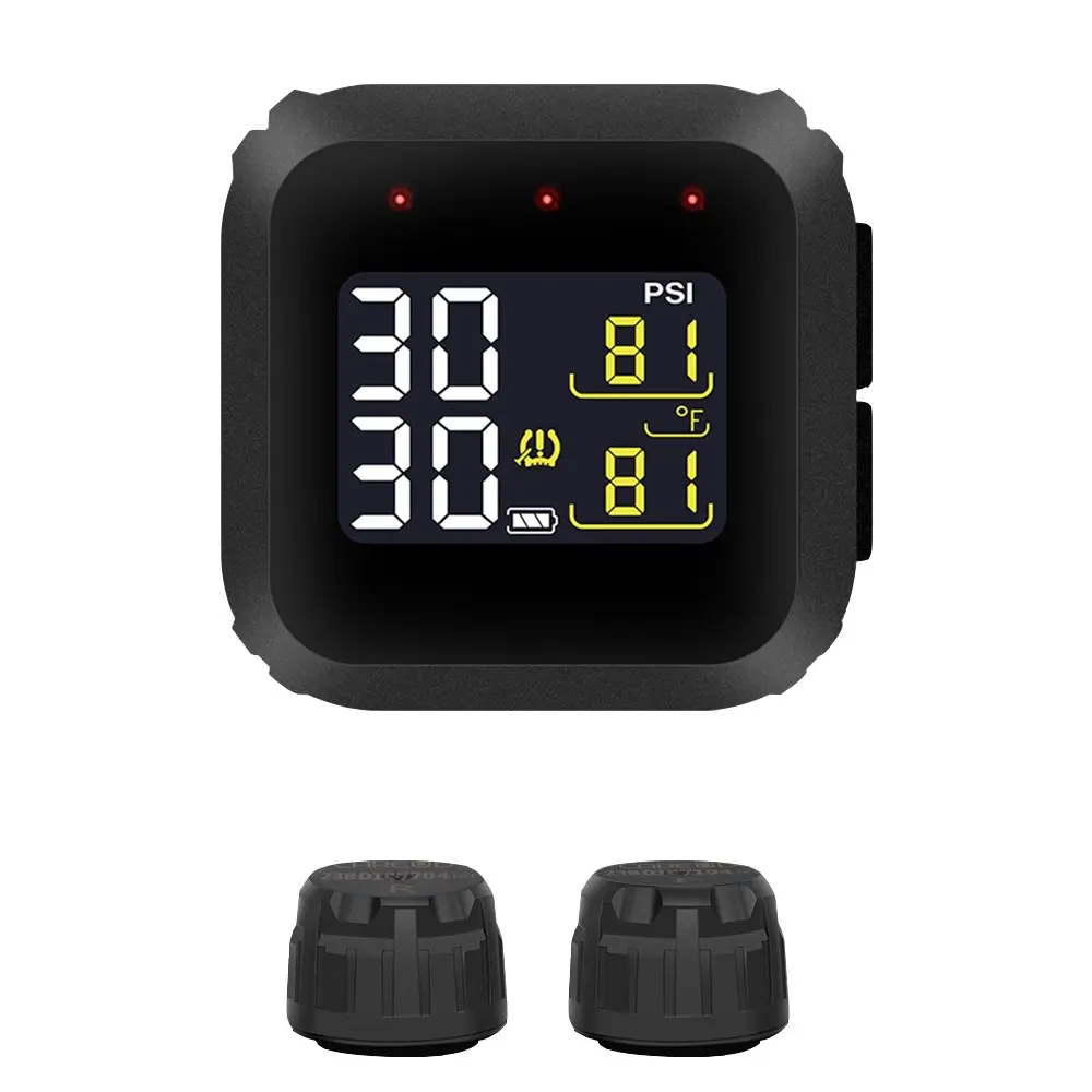Wireless Tire Pressure Monitoring System, LCD Display Wireless Waterproof TPMS, Motorcycle Real Time Tire Pressure Monitoring System, Tire Pressure Sensor, Tire Sensors