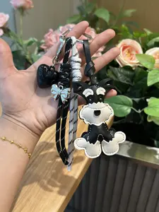 Bag Charm Schnauzer Heart-Shaped Bag Pendant Bag Decoration Fashionable And Versatile Advanced Pu Leather Cute Grace Trendy And Individualistic Good Gifts Suitable For Bags And Keys Anti-Loss Rope Bag Pendants Bag Charms for Handbags