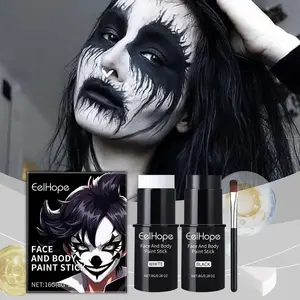Halloween Face Painting Sticks Set, 2 Colors, Easy to Apply & Clean, Gentle Non-Irritating, Compact Portable Body Art for Parties, Unisex Use