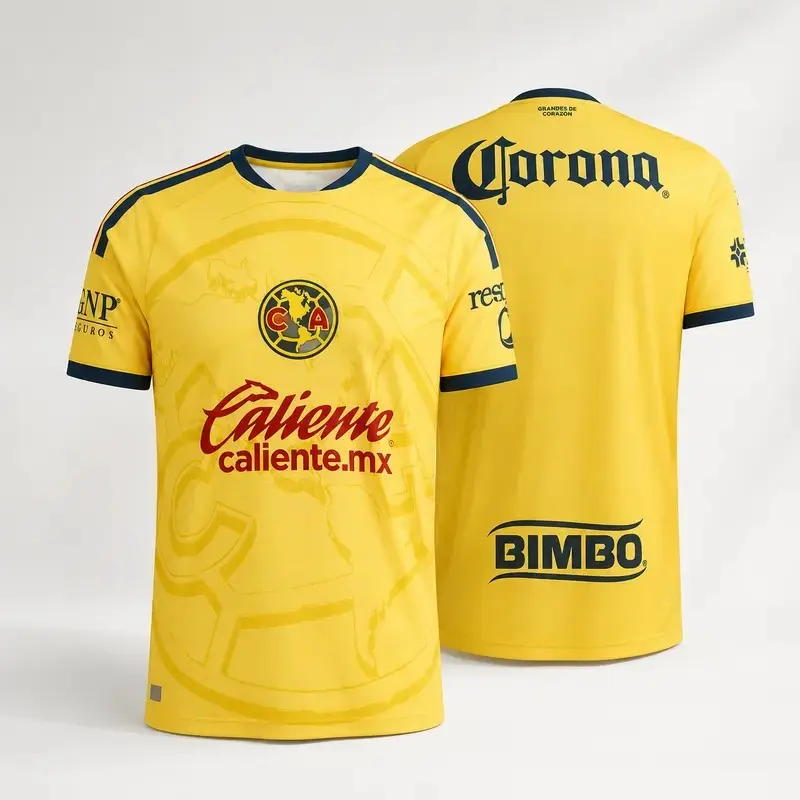 Club América Liga MX Soccer Jersey 2025/26, Yellow Navy Football Fan Shirt