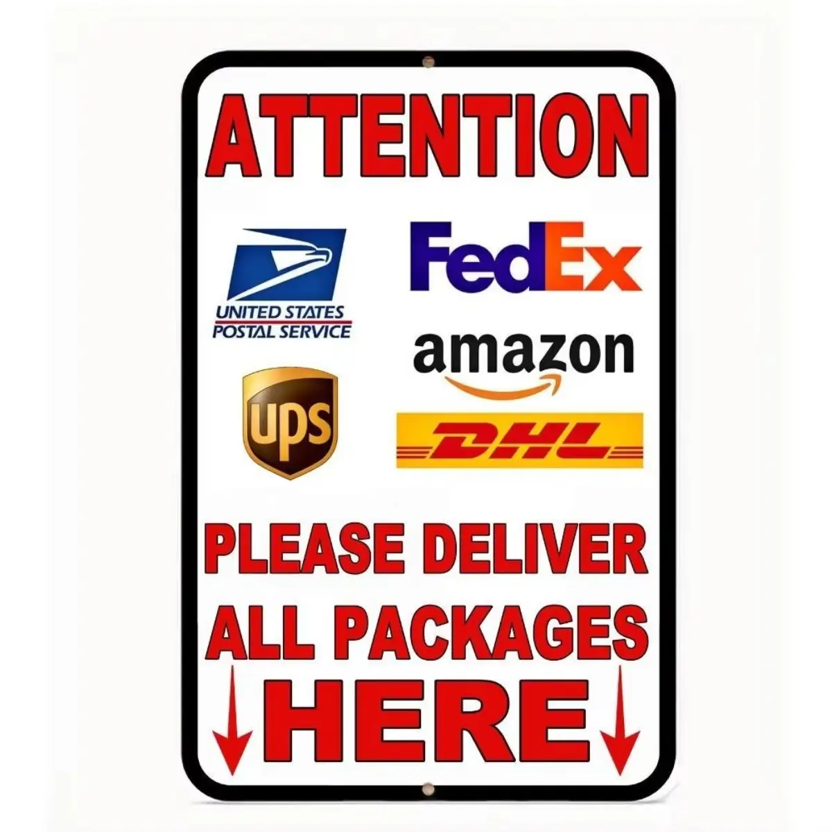 "Deliver All Packages Here" Aluminum Sign - 8x12" Delivery Instructions for Home & Office Signage