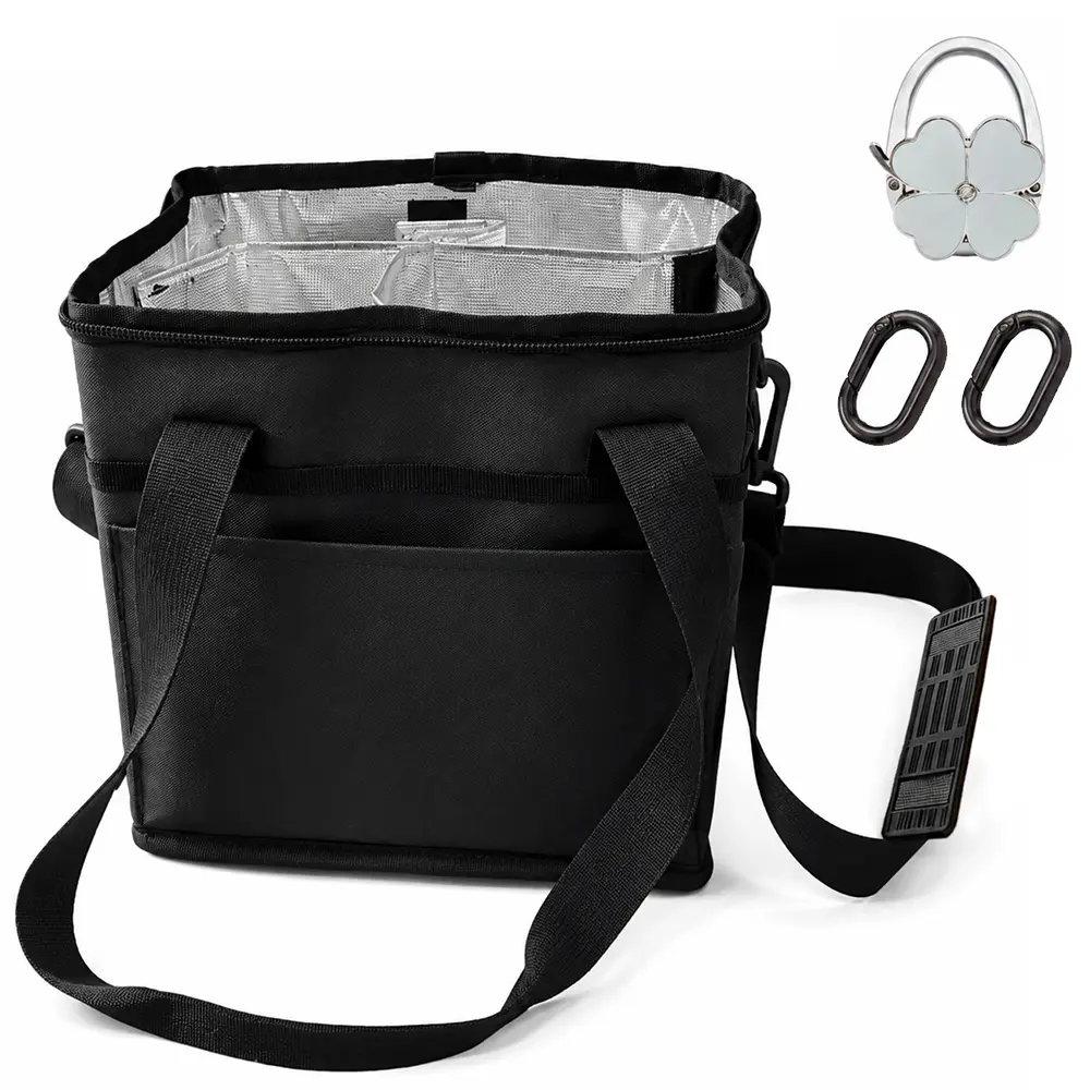 Insulated Drink Carrier Bag for 4 Cups, Multiple Tumbler Carrier Caddy, Family Size 4 Compartment Drink Bag, Water Bottle Holder with Adjustable Strap, Drink Caddy Tote for Coffee, Travel, Outings