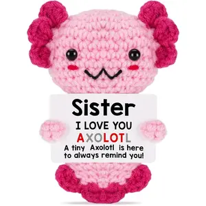 Sisters Gifts from Sister, Crochet Axolotl Gifts for Bestie BFF & Little Sister in Law on Birthday & Christmas Stocking Stuffers,  for Mothers Day, Easter Essentials, Nurse Week Bulk