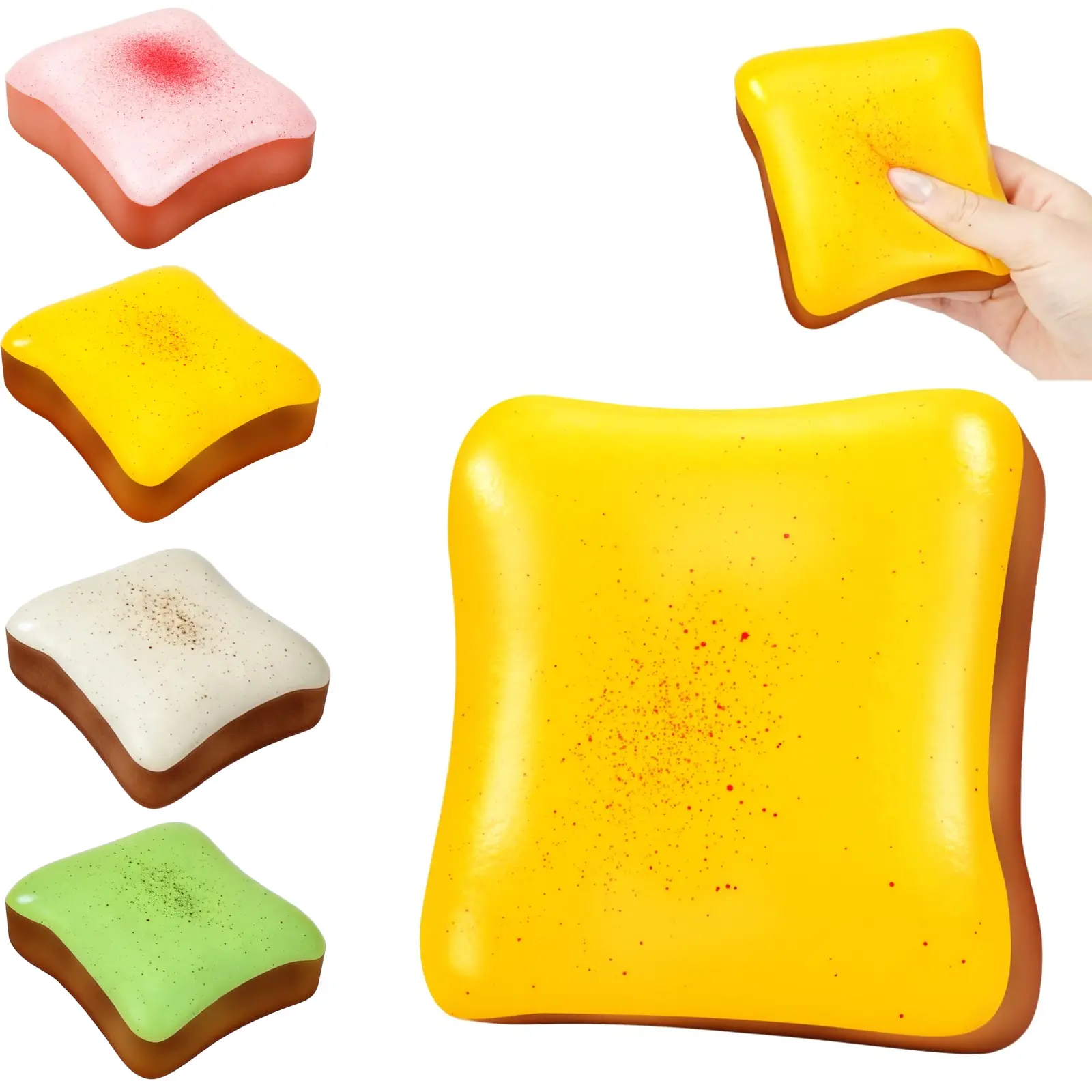 1/4PCS Slow Rising Squishy Butter Bread, Realistic Bread Squishies with Butter Scent, Soft Sticky Squishy Toy, Stress Relief Fidget for Focus, Popular Squishies Gift Party Favor