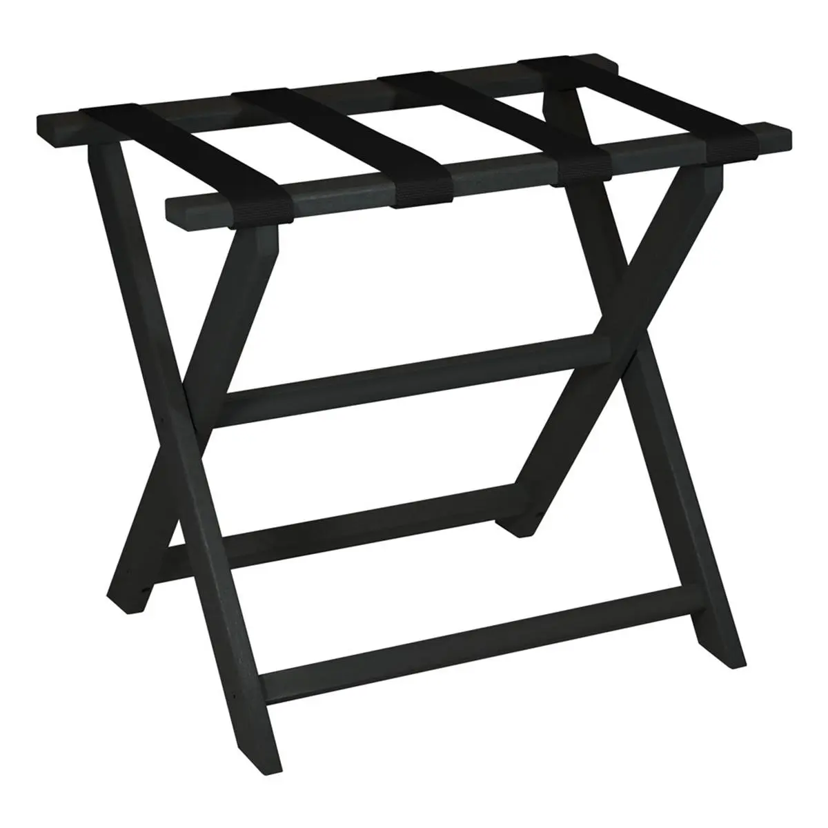212 MAIN Black Plastic Folding Luggage Rack with Straps - Multifunctional, Durable, Recycled Eco-Conscious Luggage Accessory for Indoor Use, Storage Organiser