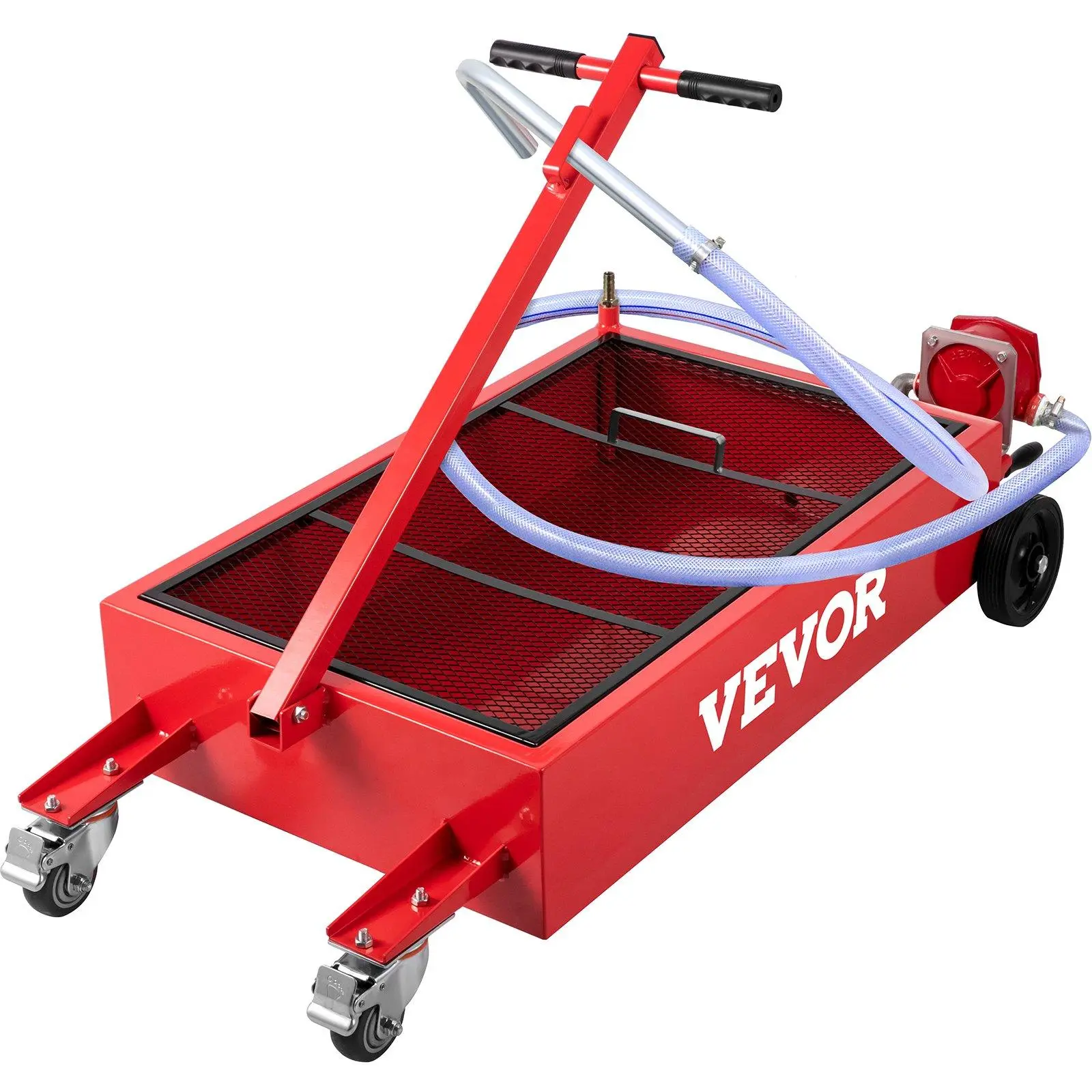 【Summerfinds】VEVOR Oil Drain Pan 18 Gallon Oil Drain Tank 76L Low Profile Oil Drain PanLarge Capacity Oil Change PanFoldable Handwith PumpHoseSwivel Casters Wheels for CarSUVTrucks Oil Draining