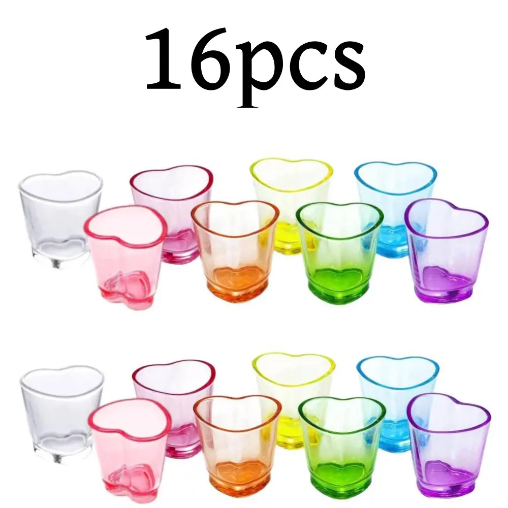 16 piece 1.5 oz 8-color plastic glasses reusable juice glasses Shot Glasses Reusable with Heavy Base for Whiskey, Tequila, Vodka, Spirits