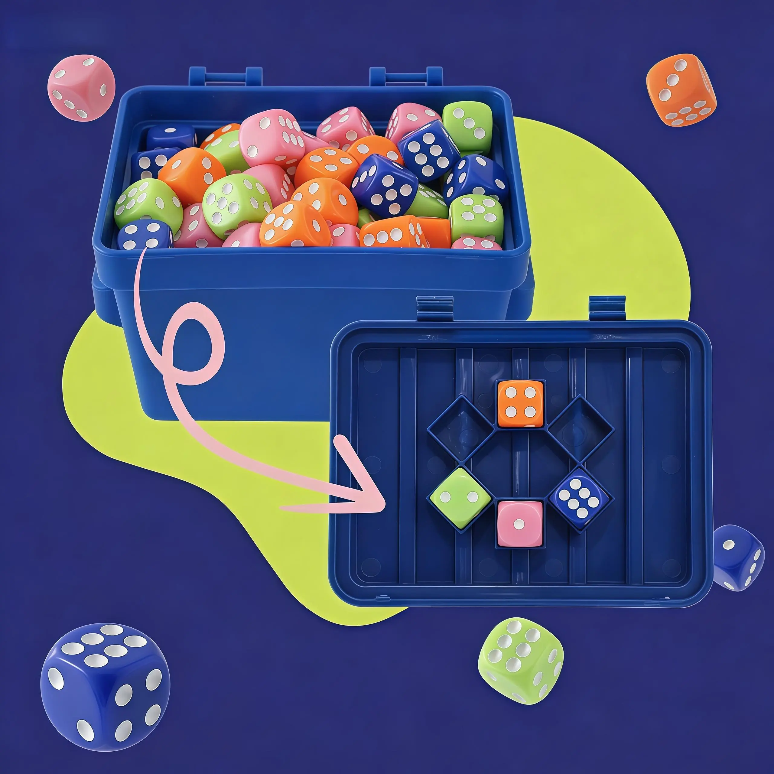 80Pcs Colorful 6-Sided Dice Set with Storage Bag, Portable Multiplayer Dice Game, Fun Party & Family Game Night, Math Learning Dice for All Ages