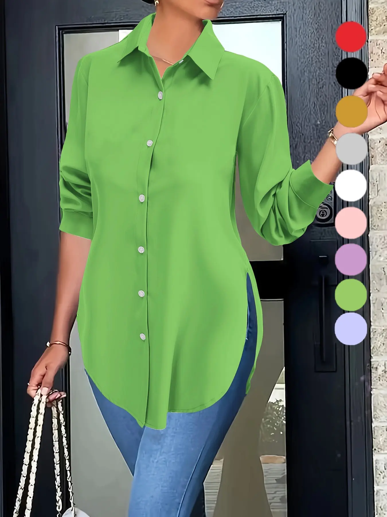 Women's Casual and Stylish Long Sleeve Everyday Shirt, Versatile Fitted Blouse Top for All-season