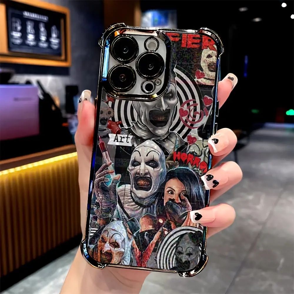 Art The Clown Horror Terrifier Smartphone Cellphone Case - Personalized Transparent Soft Back Casing for iPhone 17,16E,16,15,14,13,12,11,Pro,Max,Air - Drop Protection, Animal, Resistance