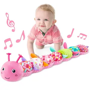 Soft Stuffed Caterpillar Musical Toy, Rattle Maracas Sensory, 1 Count Baby Infant Newborn Musical Stuffed Animal Toy, Birthday Gift for Baby Girls and Boys