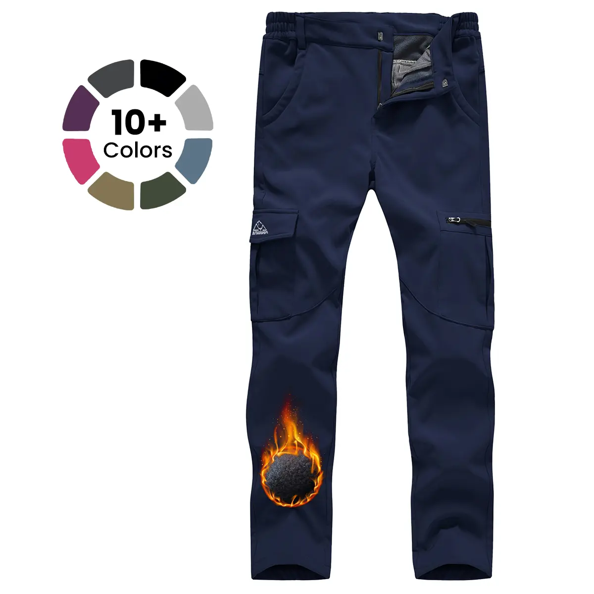 YSENTO Women's Winter Cargo Pants Hiking Outdoor Waterproof Windproof Softshell Fleece Snow Pants Sports Jogging Wear