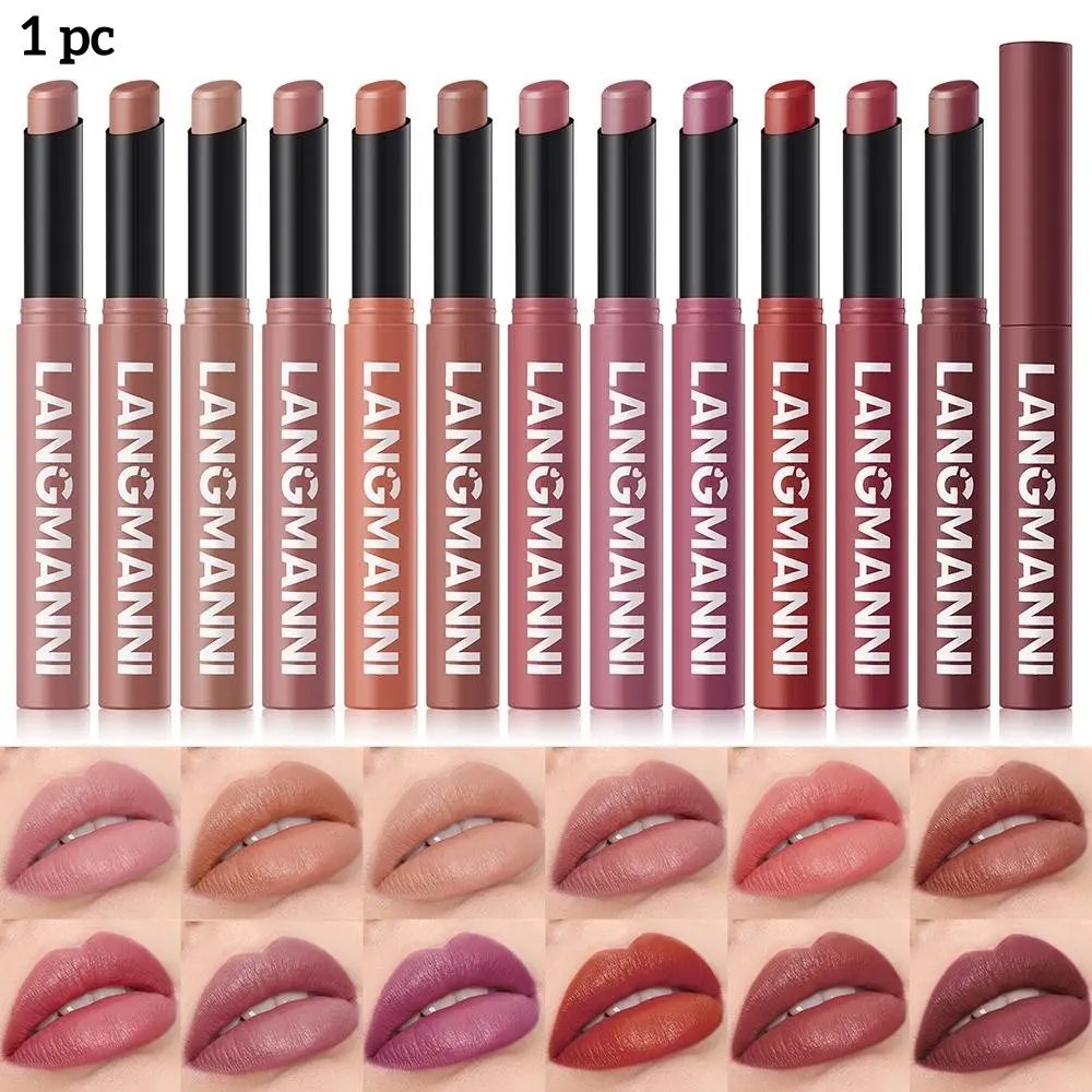 12 color matte silky lipstick pen, waterproof, sweat resistant, long-lasting, non stick cup, non smudging, non fading, long-lasting lipstick lip gloss