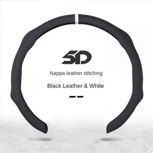 Napa Nappa Leather Steering Wheel Cover Quick Turn Non-Slip Breathable Ultra-Thin Universal Grip for all-Seasons Car Accessories Automotive Gifts- Vehicle Driving Experience anti-slip fit design touch sweat Black rotation