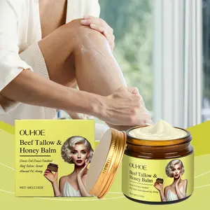 OUHOE Beef Tallow Honey Moisturizing Hydrating Balm - Deep Hydration Lock Moisture Soothing Repair | Sensitive Skin Safe Non-Greasy Lightweight Face & Body Use