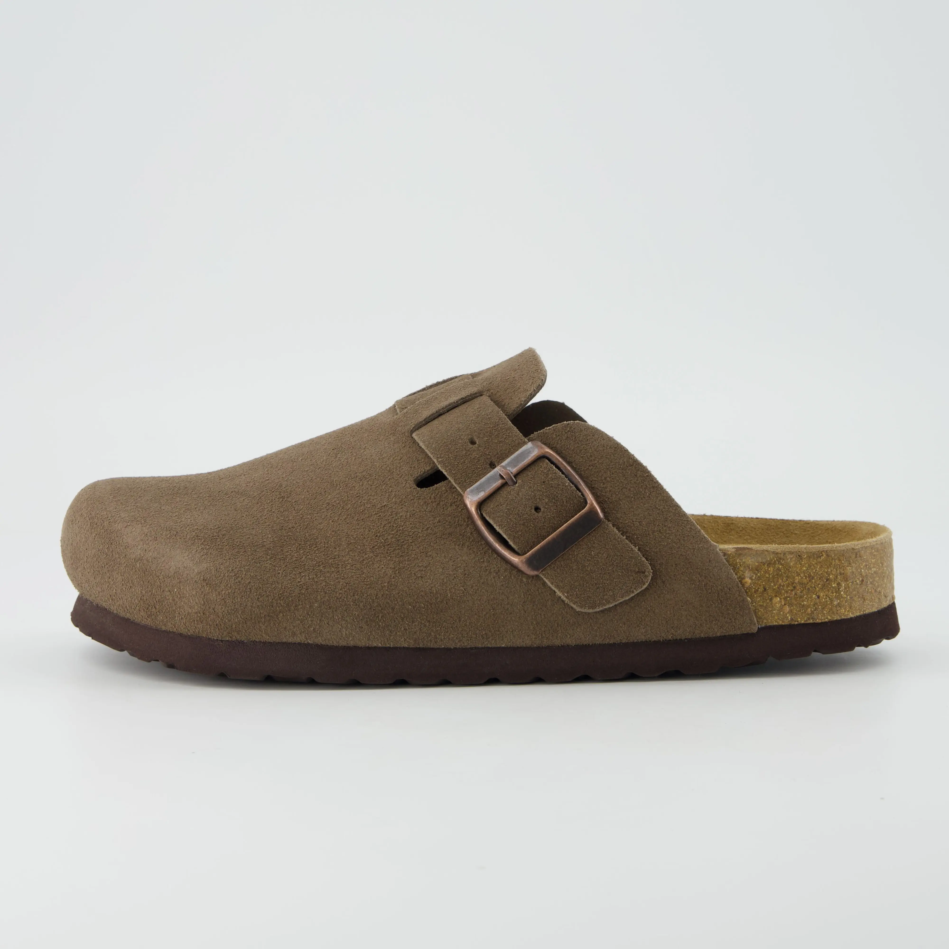 Cushionaire Hana Genuine Leather Clogs For Women | Classic Suede Slip On Clogs With Comfort Cushioned Insole and Cork Outsole | Closed Toe Mules Design For Everyday Wear Walking Shoes