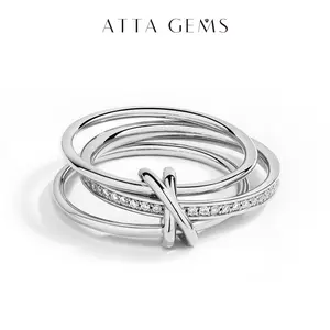 Women's New Arrival Synthetic Moissanite Unique Stacking Rings - Unix Wedding Band Artificial Gemstone Jewelry, R237, Unique Rings