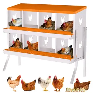 6/8/10-Compartment Chicken Nesting Box with Removable Tray, Heavy Duty Galvanized Steel Chicken Laying Boxes, Rustproof Chicken Coop with Easy Egg Collection for Backyard Farms