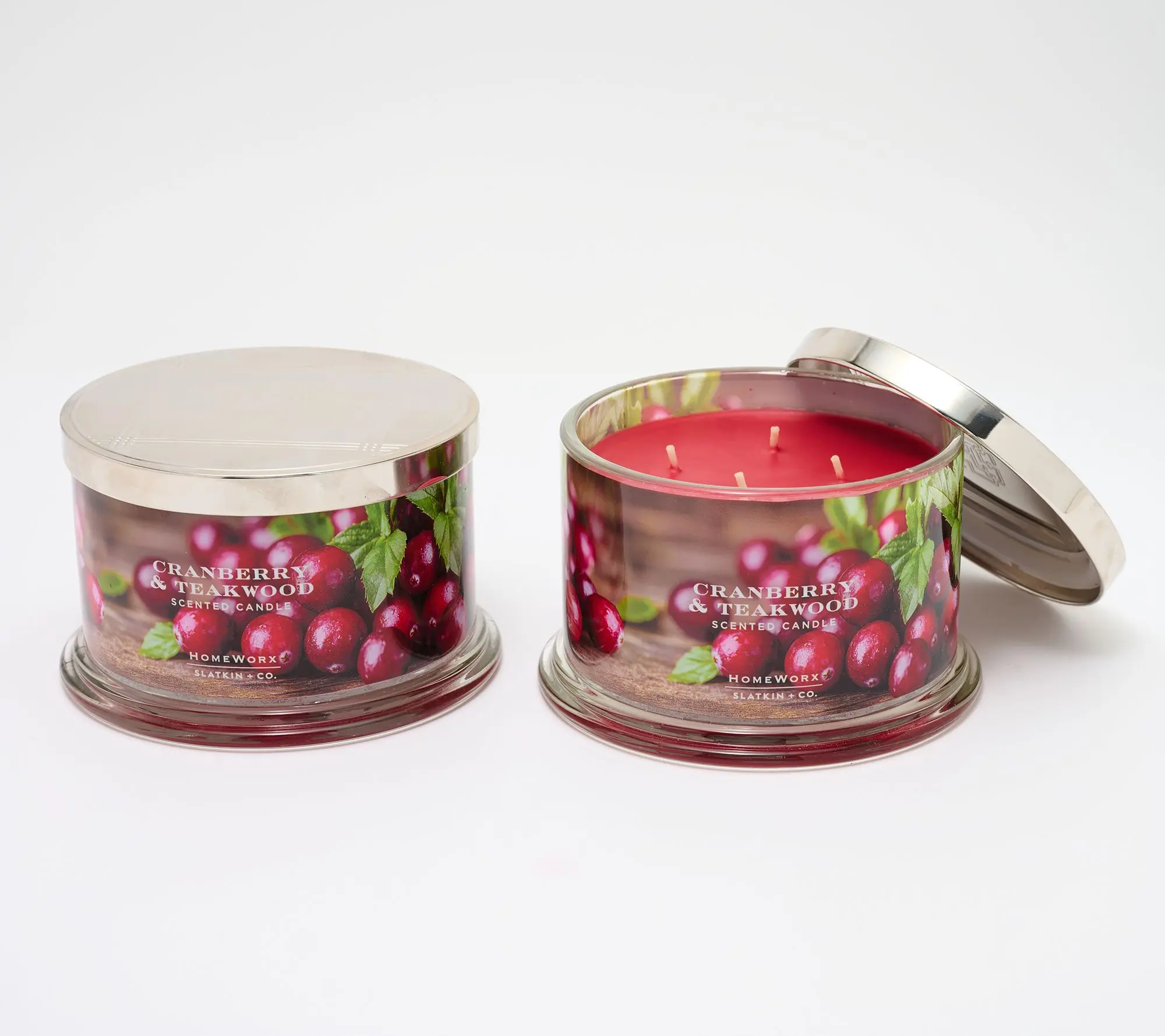 HomeWorx by Slatkin + Co. S/2 18oz Cranberry Teakwood Candle HomeWorx by Slatkin + Co. S/2 18oz Cranberry Teakwood Candle