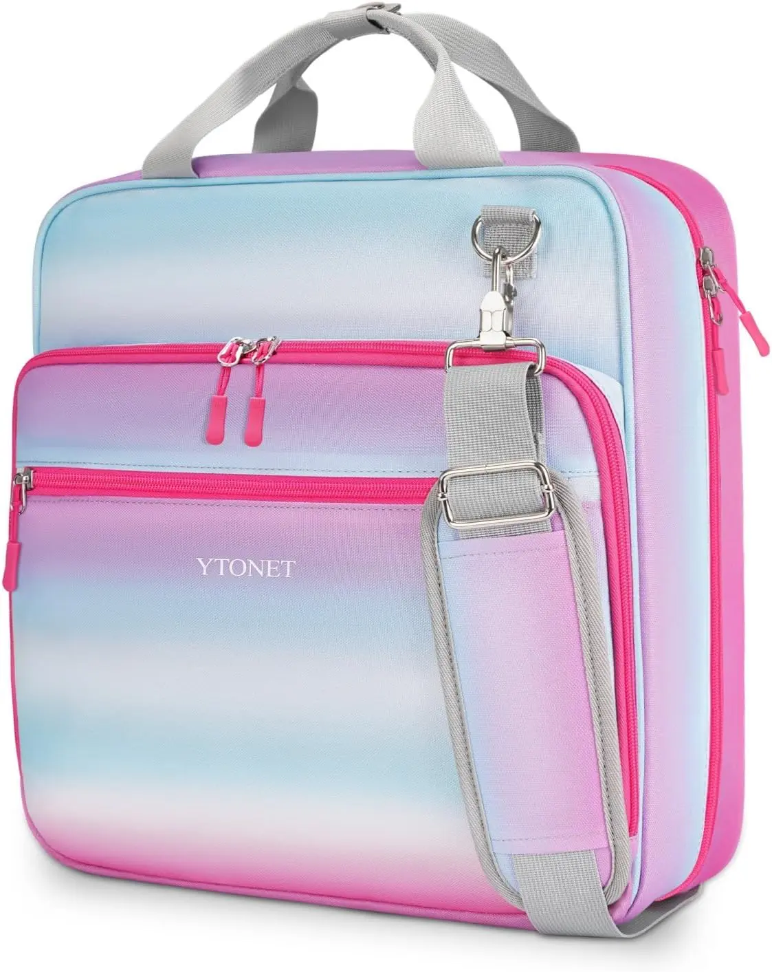 Ytonet 3 Inch Zipper Binder Organizer, Large Capacity 3 Ring Binder with Laptop Compartment & Shoulder Strap, Multi-Pocket File Organizer for School, Office and Travel