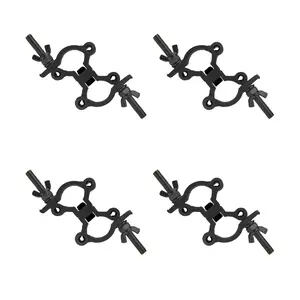 Lighting Truss Swivel Coupler Clamps for Lights, Quick Release Dual Head Truss O Clamp, 35mm-45mm(1.38in-1.77in) Dual Swivel Tube Clamp, Wrap Around Pipe Clamp Mounting Bracket(Black-4Pack)