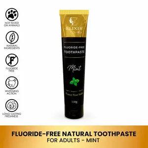 Coco March Elixir Fluoride Free Natural Toothpaste for Adults, Fresh Mint Flavor, Fresh Breath, Clean Teeth and Healthy Gums, 150g Oral Aloe Gentle