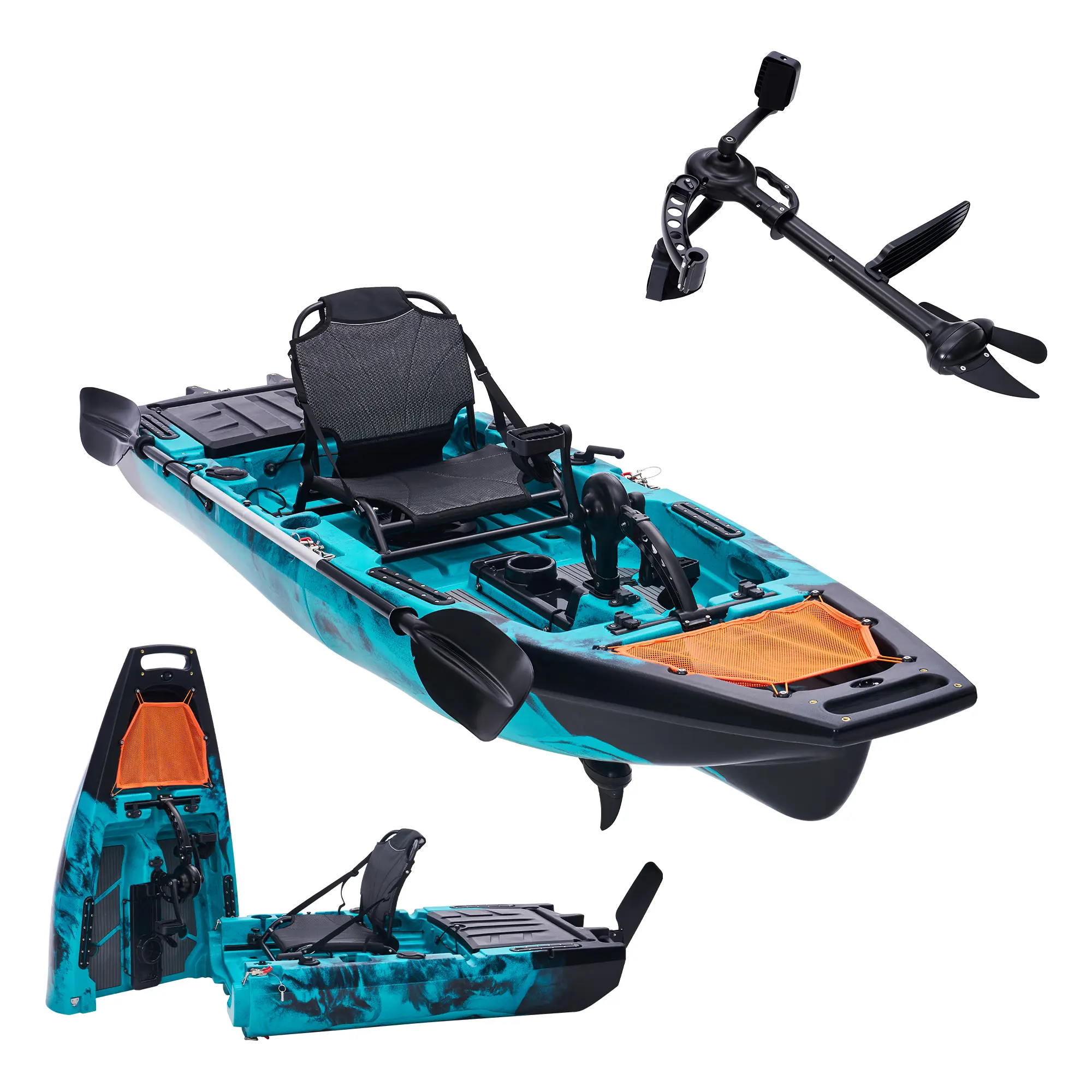 [Ships in 2 Boxes] AMERLIFE Modular Fishing Kayak with Drive System & Durable HDPE, Customizable Lightweight Sit-on-Top Kayak for Adults & Youth, Ideal for Leisure & Commercial Use, 420lbs Capacity