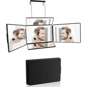 5 Way Mirror for Self Hair  & Shaving, 360 Makeup Mirror with Height Adjustment for Braiding & Styling (Black)