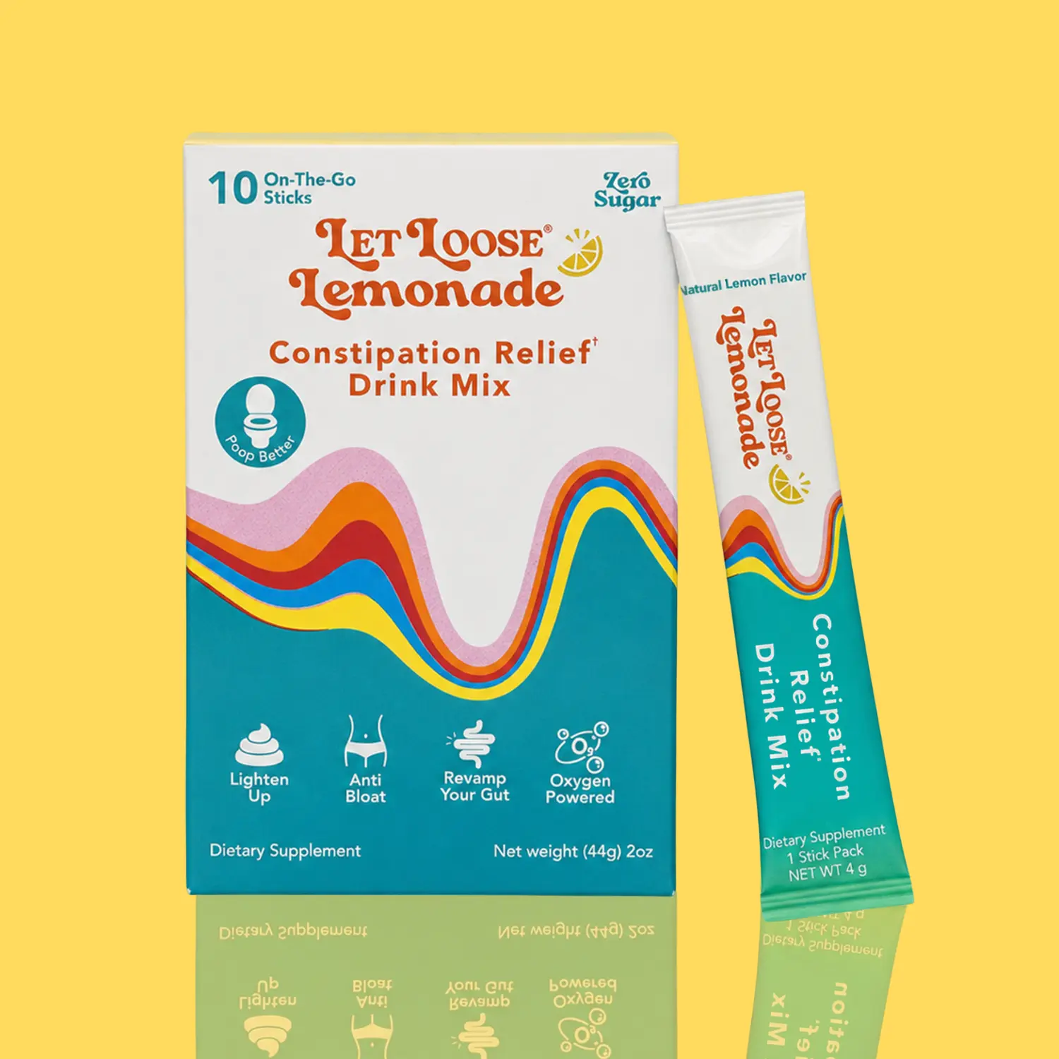 Let Loose Lemonade Magnesium Drink Mix, Sugar-Free Lemon Stick Packs, 10 Single-Serve Packets