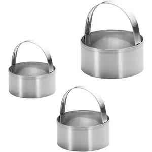 3 Pieces Round Biscuit Cutter with Handle-Stainless Steel Round Circle Doughnut Cutter Baking Molds Assorted Size