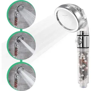 Original StoneStream Filtered Shower Head, Eco Power High Pressure Water Softener Showerhead with ON/OFF switch and Spa like Ionic beads for Dry Skin & Hair — 3 Spray Settings