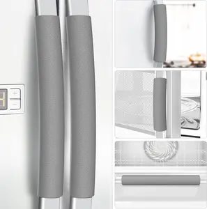 Refrigerator Door Handle Covers, 5 count, Leather Kitchen Appliance Handle Covers Keep Your Fridge Microwave Oven Stove Dishwasher Clean, Save Your Time, Trimmable and One Size Fits All (Gray)