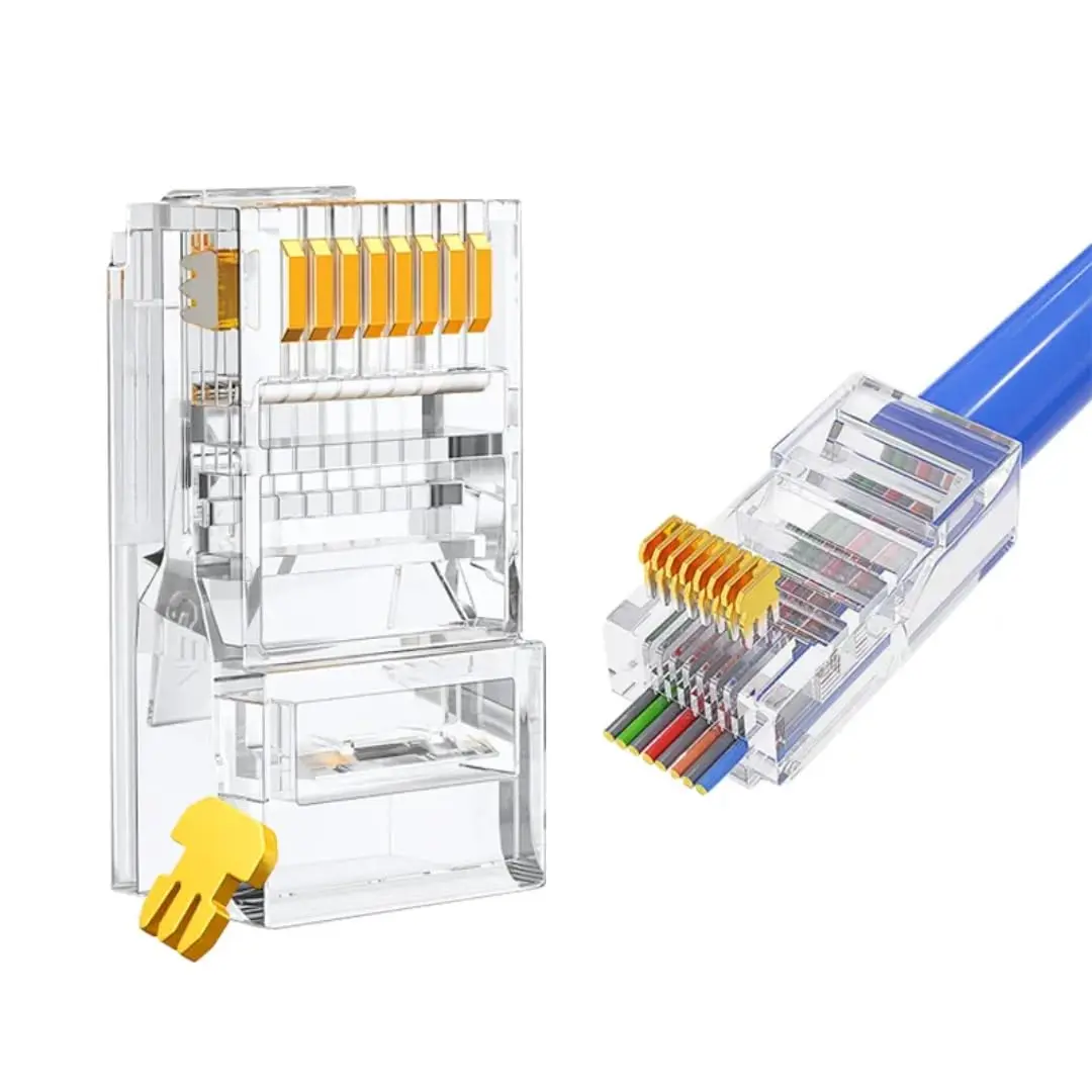 Zoobla - EZ CAT6A RJ45 Pass-Through Network Connectors, UTP Modular Plug for Ethernet Cables - 100 Pack