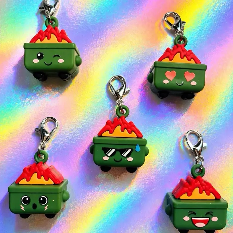 Fire Dumpster Badge Reel Charm Fu - Adorable Fire-themed Charms for Lanyards and Bags - Perfect for Gift-giving and Personalization