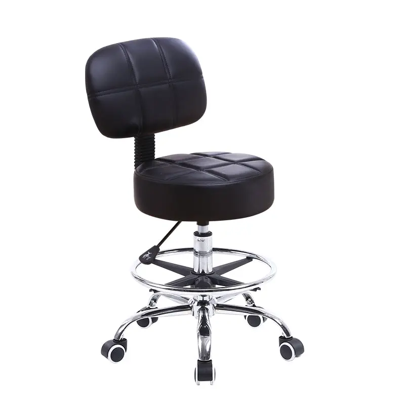 KKTONER Modern Swivel Round Rolling PU Leather Office Chair - Adjustable Ergonomic Chair with Footrest, Height-Tunable Back for Task & Drafting Use (Black), Modern Swivel Chairs