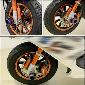 The protective cover is specially designed for motorcycles and is used to protect the front fork bracket and tires to prevent them from being damaged in case of a fall. Wheel Disc Cover Motor Parts Accessories