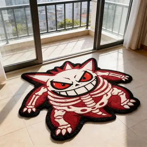American Trendy Irregular Anime Carpet, Cartoon Style Bedroom Rug, Soft Plush Indoor Mat, Suitable for Living Room, Balcony, Bathroom, Kawaii Rug, Decorative Area Rug, Fluffy Rug, Decorative Rugs, Cool Theme Rug