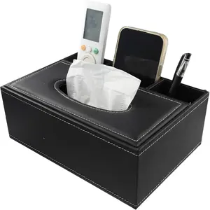 Multi-functional Tissue Box, 1 Count Remote Control Storage Box, Household Napkin Holder, Home Supplies, Home Organizer Box for Bedroom Living Room, Bathroom Organizer Supplies