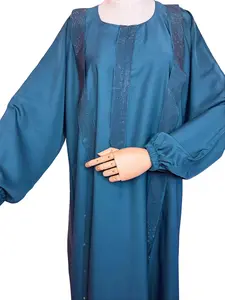 Eman's Collection MARWA Abaya in Teal with Rhinestone