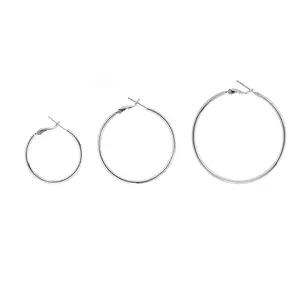 3 Pairs 30 40 50mm Big Silver Hoop Earrings for Women Hypoallergenic 925 Sterling Silver Post Thin Loop Silver Plated Hoop Earrings Set for Women