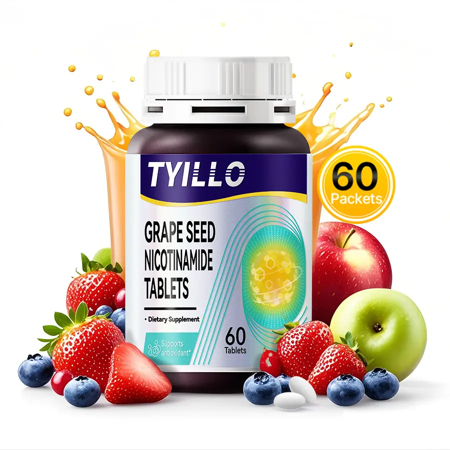 Tyillo Grape Seed Nicotinamide NAD+ Supplement Anti-Aging Support Skin Nourishing Beauty Support Skin Health Energy Supplement Vitamins and Health Supplements Focus Antioxidant Energy Supplement Immune Support Suitable for Adults  60 Tablets