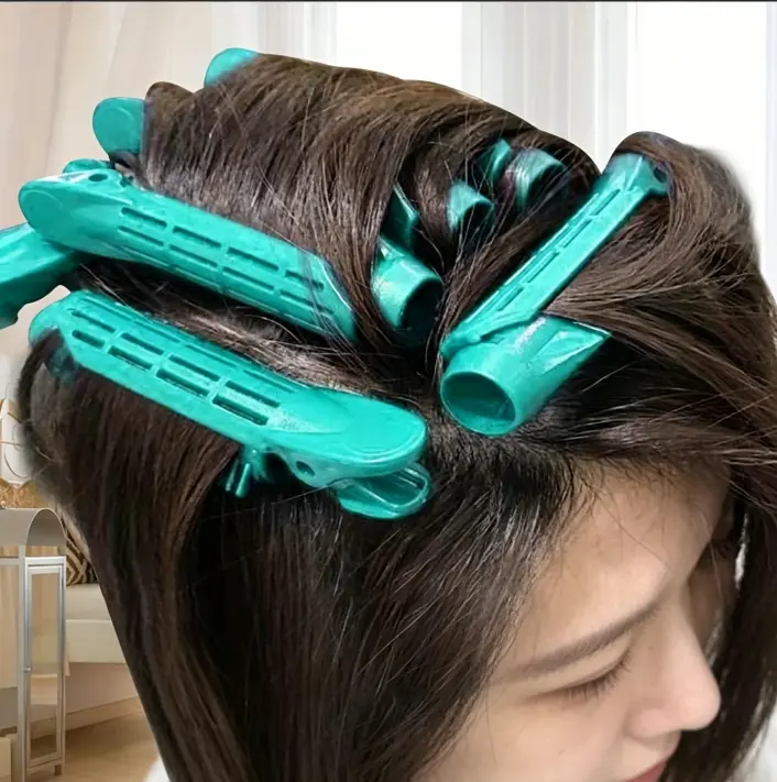 6pcs mixed/monochromatic fluffy hair root curler - self-clamping hair styling tool, instantly creates bangs and DIY hair curler for women