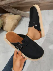 New Thick Sole Comfortable Eva Bottom Slip-On Casual Shoes, Plain Textile Upper, Less Than Ankle Height, All Seasons Wear, Minimalist Casual Clogs, Casual Soft Clogs, Eva Clogs Mules