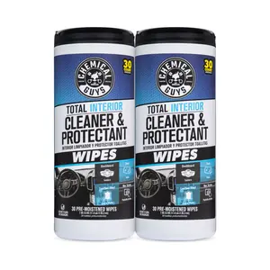 CHEMICAL GUYS 2-Pack Total Interior Cleaner & Protectant Wipes – All-in-One Car Detailing Wipes for Dashboard, Leather, Vinyl, Plastic, Rubber & More – Interior Car Wipes for Cleaning & UV Protection