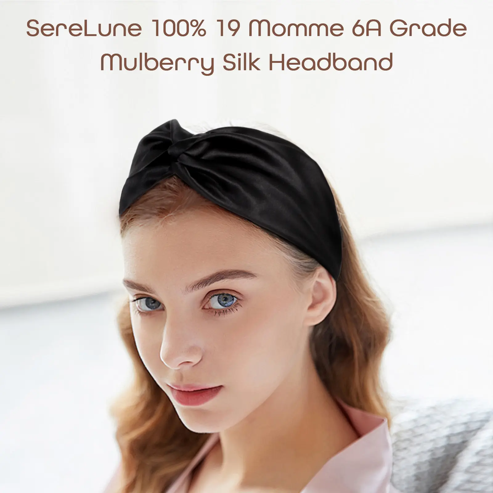100% Mulberry Silk Elastic Luxurious Headband, Elastic Hairband, Ideal for Style, Comfort, Yoga/Spa Sessions, Skin Care, Face Washing