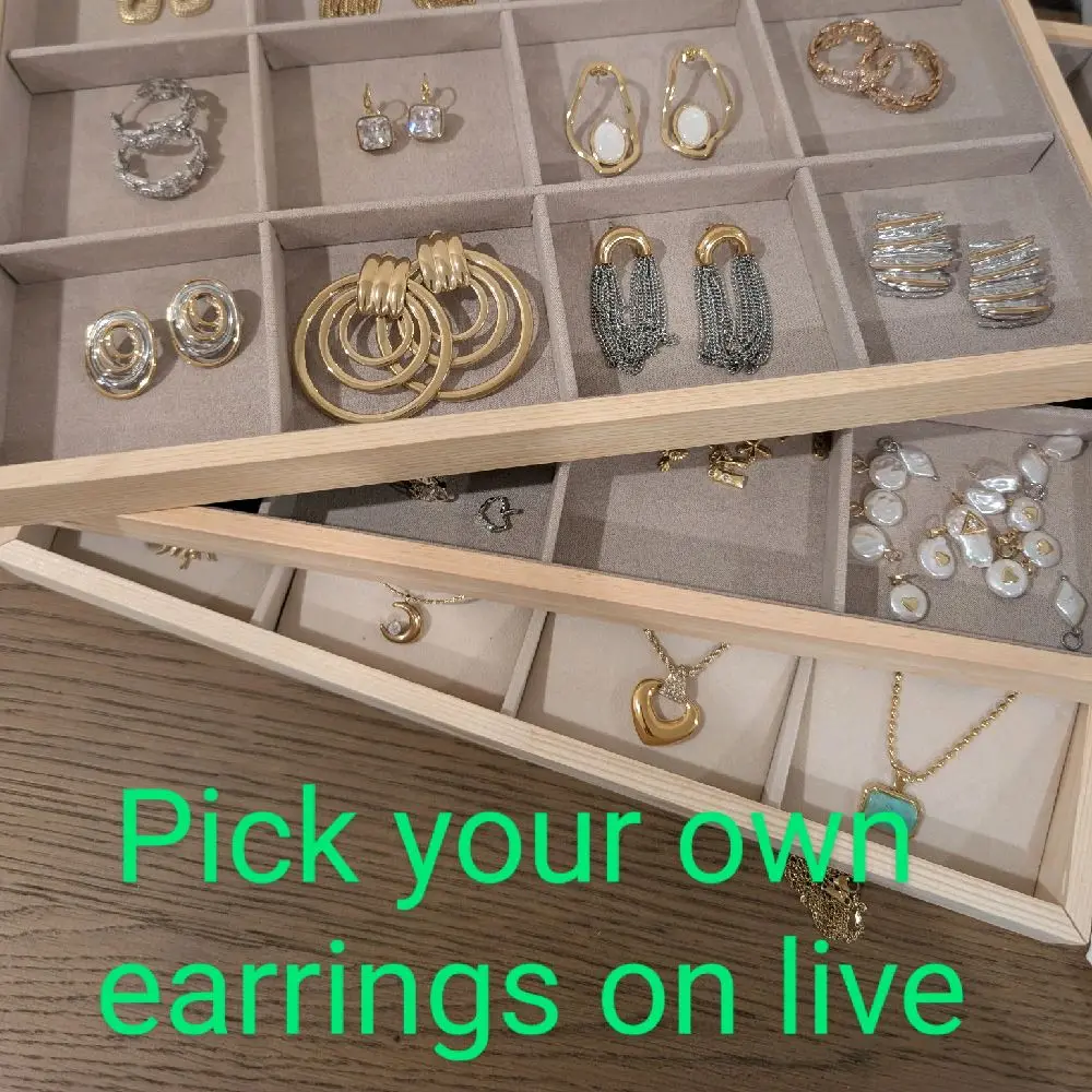 SHOP LIVE EARRING TRAY  - PC Patty's Collection Stainless steel 18k gold plated hypoallergenic earrings