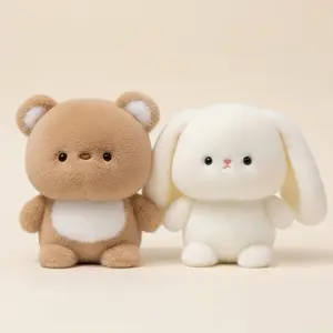 Pudgy Buddies 2 Pack Bear & Bunny Stuffed Animal Emotional Support Animal Baby Plushies Super Soft Kawaii Comfort Stress Relief Set for Desk Fidget Toy & Gift Soft Cuddly Gift Fluffy Plush Buddy