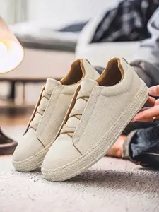 Men's Minimalist Hemp-Woven Espadrilles, Breathable Linen Casual Shoes for Summer, No-Tie Slip-On