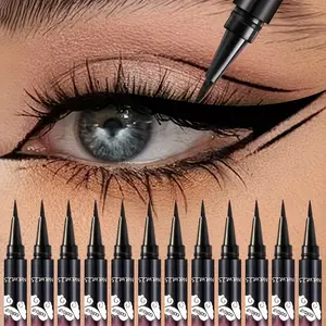 12pcs Black Eyeliner Pen Set - Eyeliner For Waterline, Ultra-Fine Tip, Long-Lasting Waterproof & Smudge-Proof Eye Makeup Supplies, Ideal for Beginners & Beauty Enthusiasts, Perfect Valentine'S Gift, Beauty Makeu