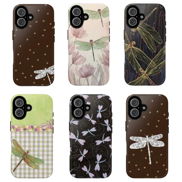 Whimsical Dragonfly Soft Floral Phone Casing - Vintage Botanical Insect Aesthetic, Elegant Fairycore Nature Art Accessories for iPhone 17 Pro Max,17 Air,17 Pro,16,15,14,13,12,11 Pro Max & Samsung Galaxy S21-S25 Cellphone Smartphone Devices